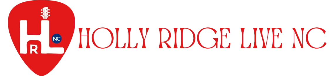 Horizontal Holly Ridge Live Logo with Guitar pick red